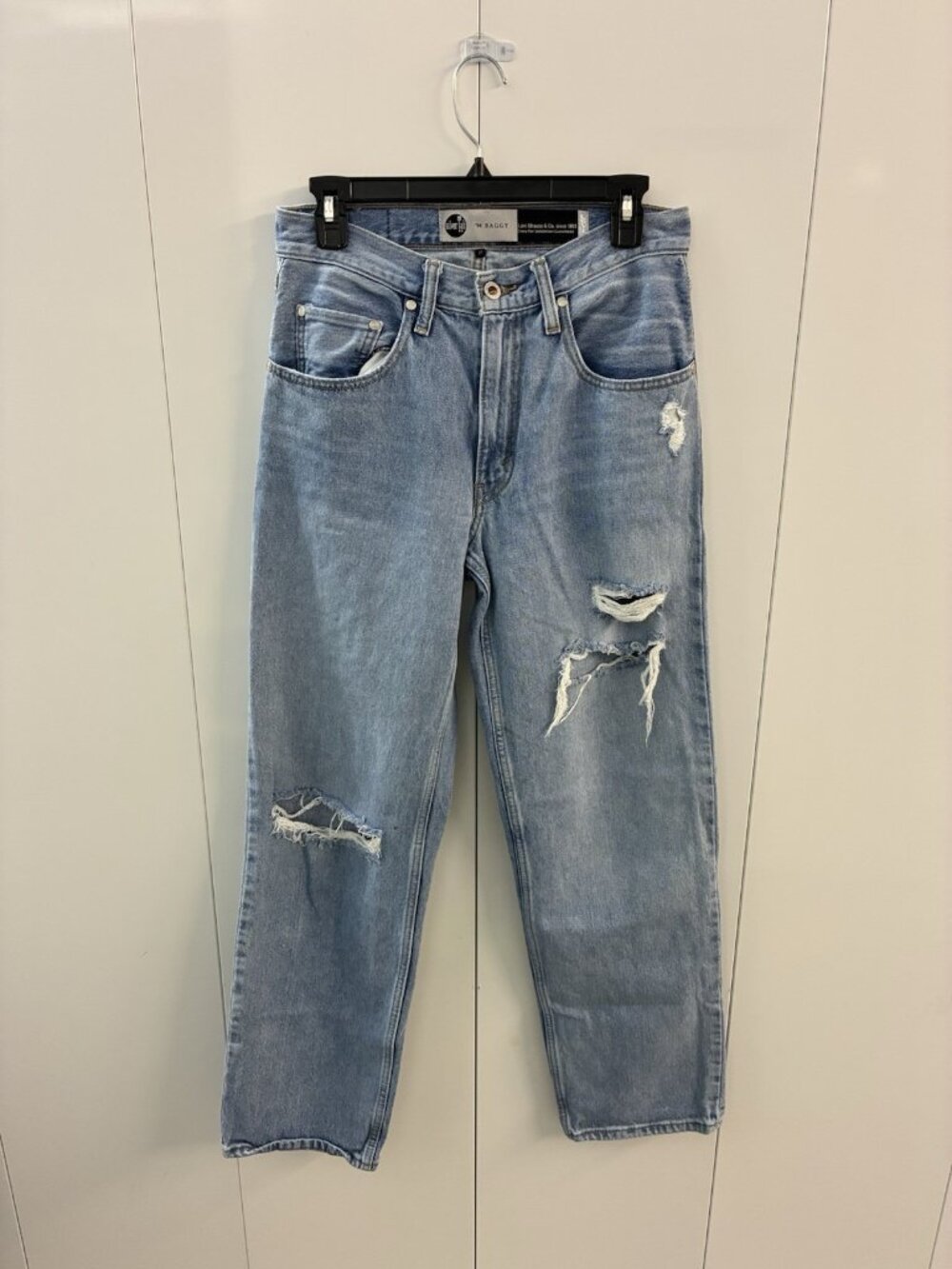 Levis SilverTab 94 Baggy Jeans Womens 27 Light Wash Distressed Wide Leg
